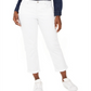 Calça jeans feminina estilo curvilíneo com punho e corte estilo namorada, branca, tamanho 2