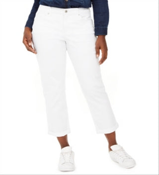 Style & Co Women's Curvy Fit Cuffed Girlfriend Jeans White Size 2