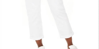 Style & Co Women's Curvy Fit Cuffed Girlfriend Jeans White Size 2