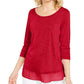 Top de chiffon feminino Style &amp; Co, vermelho, tamanho médio