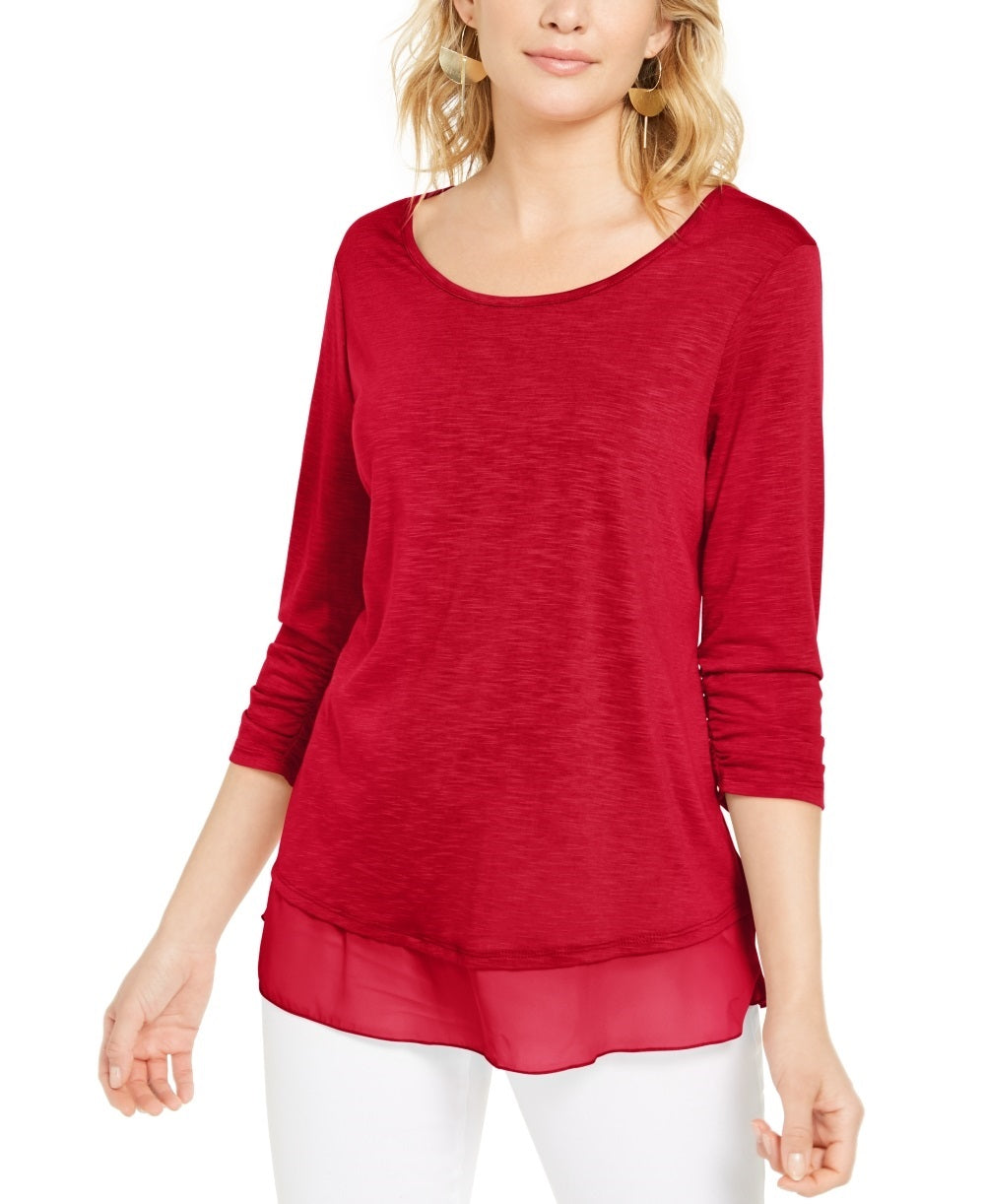 Top de chiffon feminino Style &amp; Co, vermelho, tamanho médio