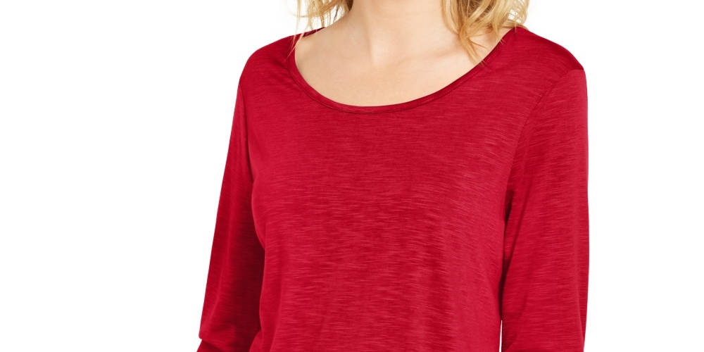 Top de chiffon feminino Style &amp; Co, vermelho, tamanho médio