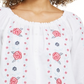 Blusa feminina Charter Club de linho com frente bordada, branca, tamanho extragrande