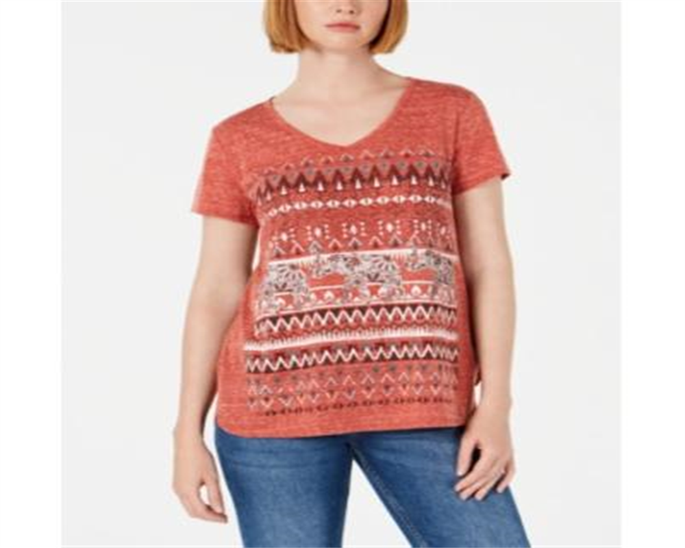 Camiseta feminina gráfica Style &amp; Co, tamanho cobre, pequena, G