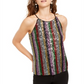 INC International Concepts Top listrado com lantejoulas feminino preto tamanho pequeno pequeno