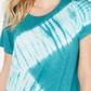 Camiseta feminina estilo &amp; co com babados e tingimento tie-dye, azul, tamanho pequeno G