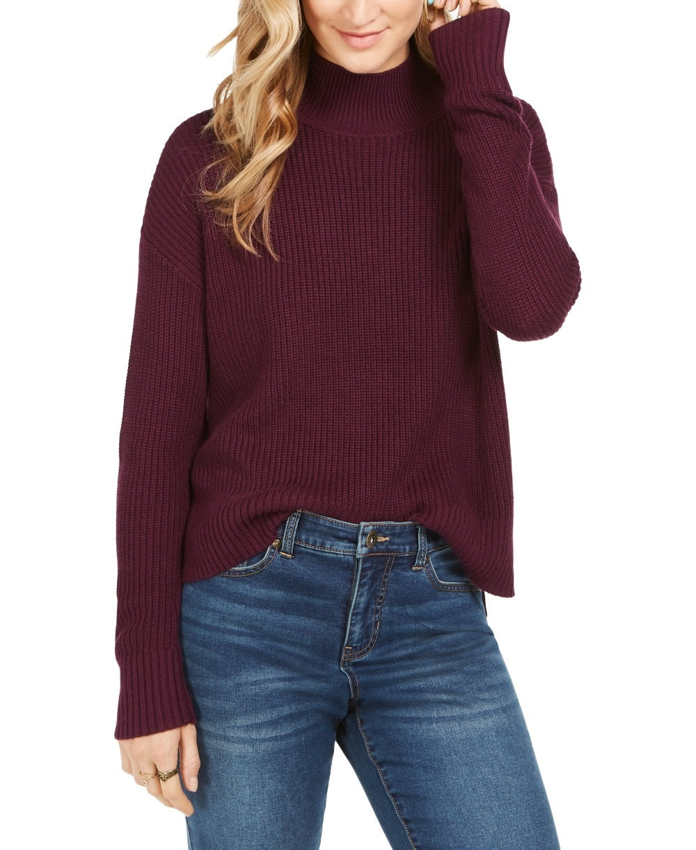 Suéter feminino de gola alta estilo &amp; co roxo tamanho GG