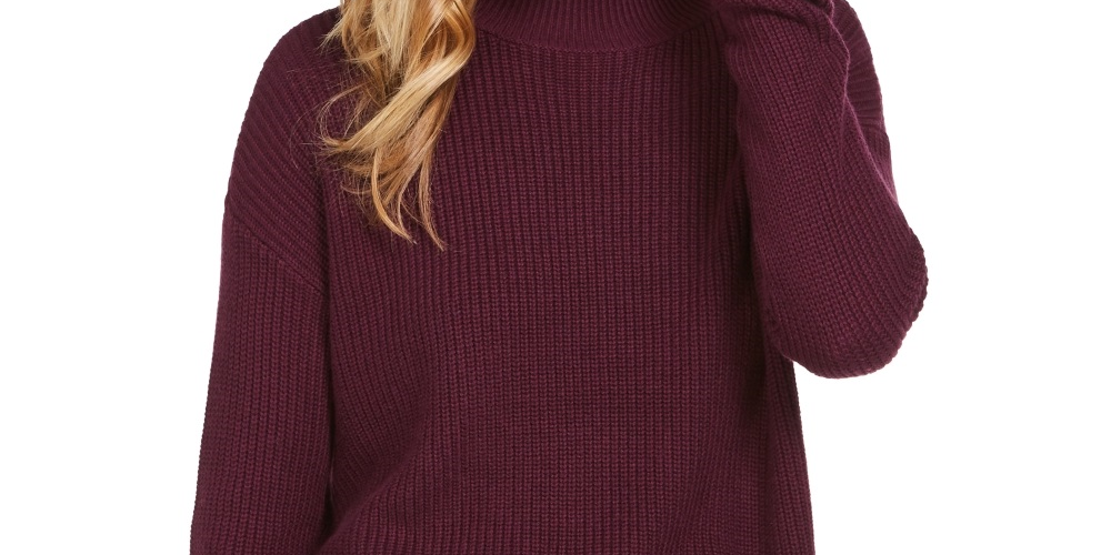 Suéter feminino de gola alta estilo &amp; co roxo tamanho GG