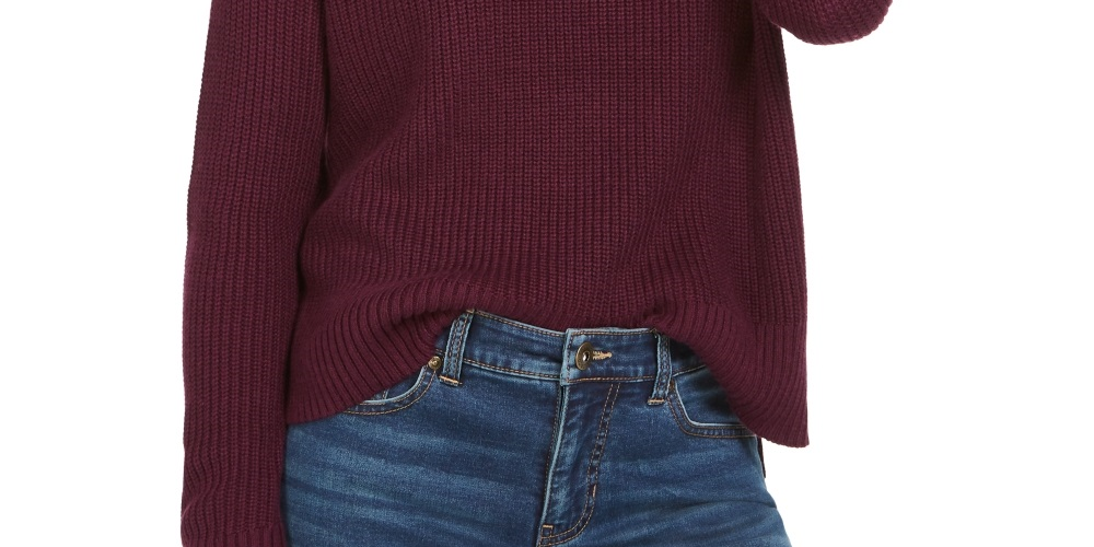 Suéter feminino de gola alta estilo &amp; co roxo tamanho GG