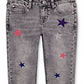 Calça jeans skinny Hudson Girl's Sheena Glitter Star, cinza, tamanho 14