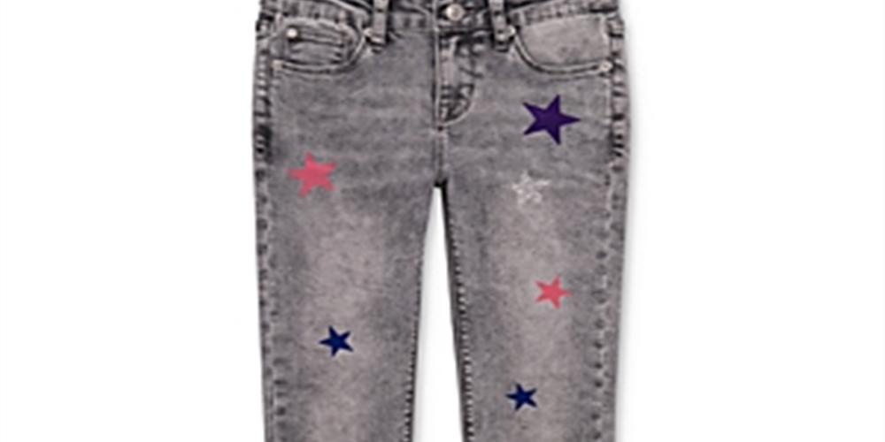 Calça jeans skinny Hudson Girl's Sheena Glitter Star, cinza, tamanho 14