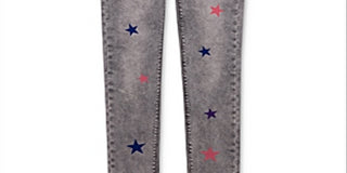 Hudson Girl's Sheena Glitter Star Skinny Ankle Jeans Gray Size 14