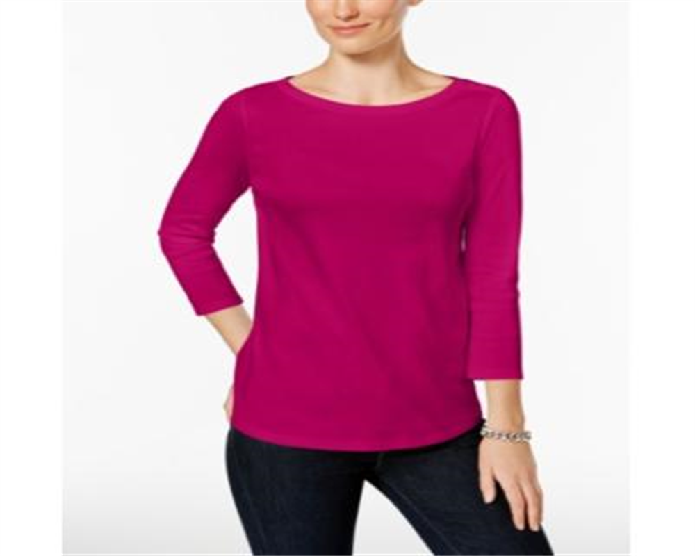 Charter Club Blusa feminina de algodão Pima com botões e ombros de fora, rosa, tamanho pequeno G