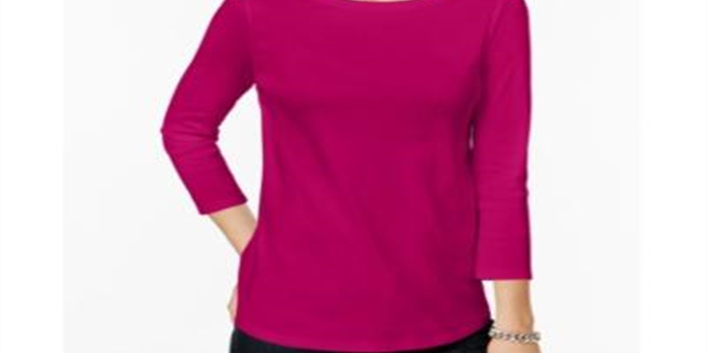 Charter Club Blusa feminina de algodão Pima com botões e ombros de fora, rosa, tamanho pequeno G