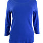 Karen Scott Blusa feminina de algodão com decote redondo, azul, tamanho pequeno e pequeno