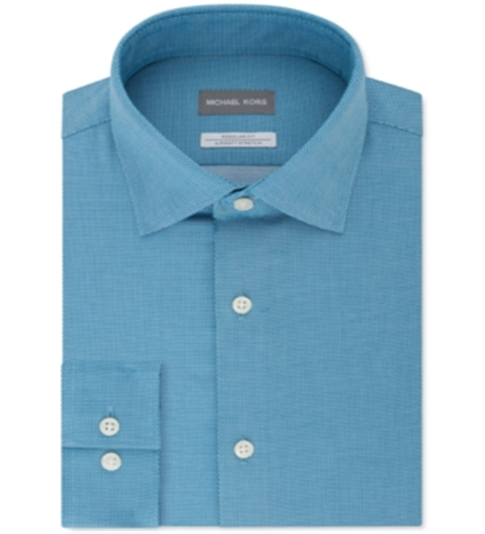 Camisa social masculina Michael Kors com gola estampada e azul, tamanho 18x36x37