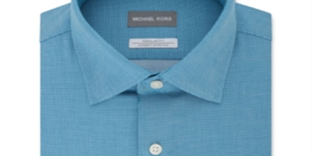 Camisa social masculina Michael Kors com gola estampada e azul, tamanho 18x36x37