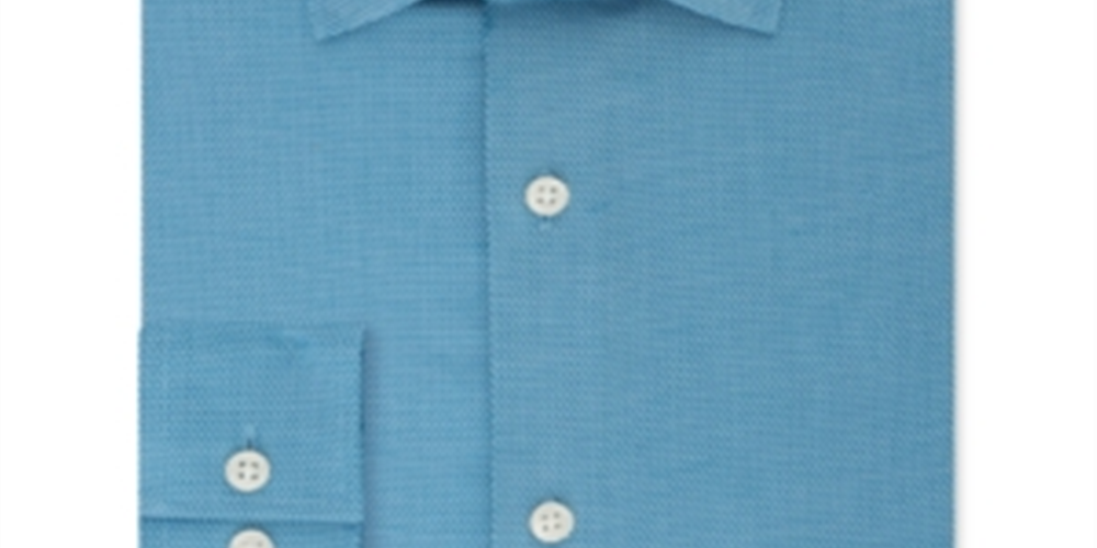 Camisa social masculina Michael Kors com gola estampada e azul, tamanho 18x36x37