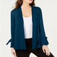 Cardigan feminino Alfani com manga amarrada e azul-petróleo, tamanho pequeno P