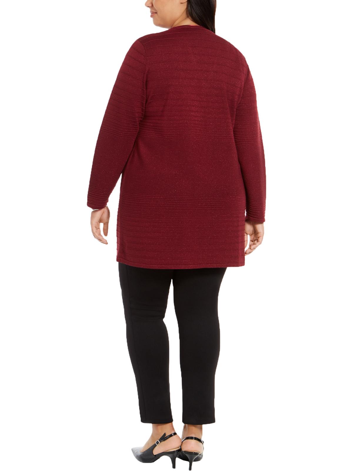 Cardigan listrado metálico brilhante Alfani feminino Berry Jam tamanho 0X