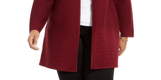 Cardigan listrado metálico brilhante Alfani feminino Berry Jam tamanho 0X