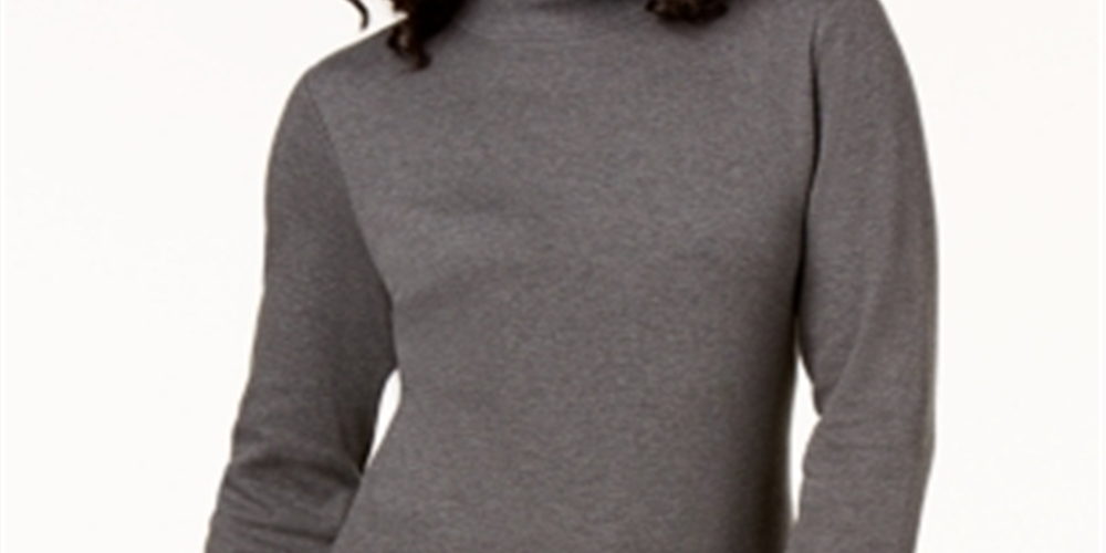 Karen Scott Blusa de gola alta feminina de algodão cinza tamanho XX-G