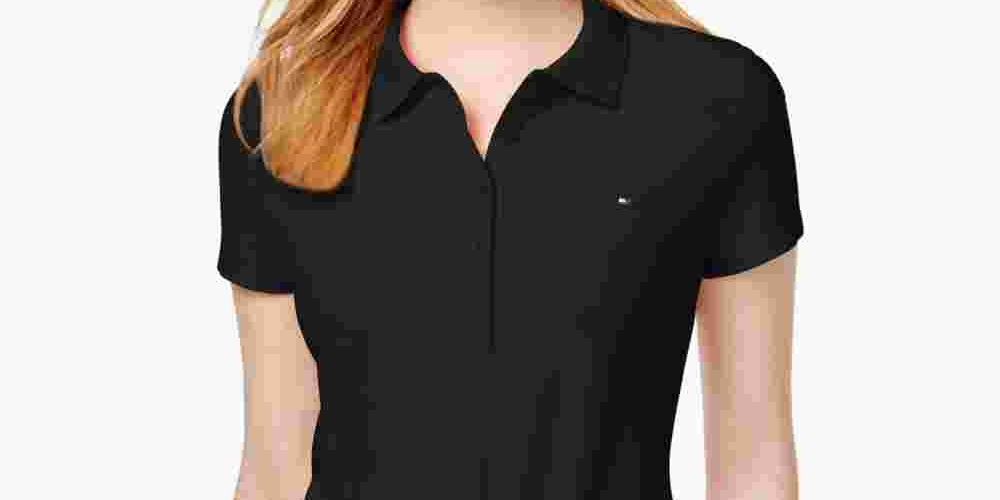 Camisa polo feminina Tommy Hilfiger Core preta tamanho X-G