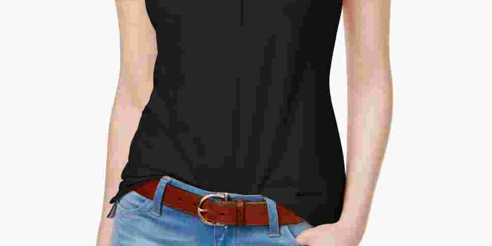 Camisa polo feminina Tommy Hilfiger Core preta tamanho X-G