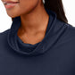 Blusa feminina Karen Scott com manga comprida mesclada e gola alta, preta, tamanho pequeno médio