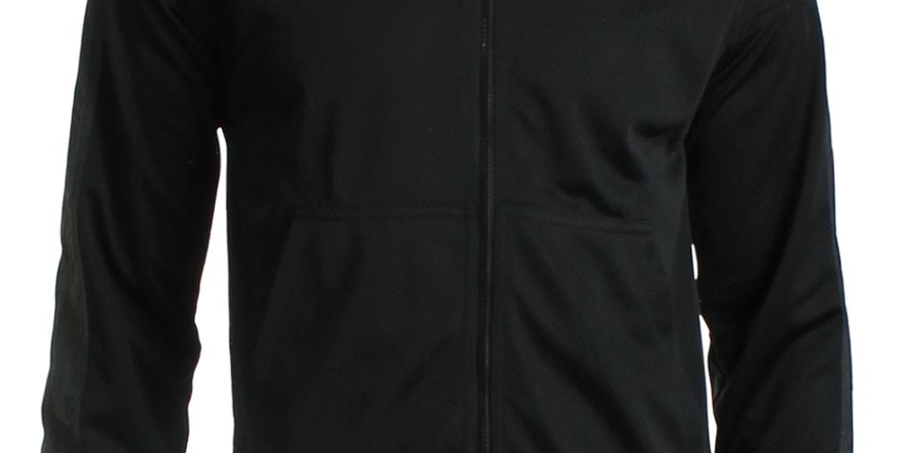 Jaqueta de aquecimento Champion masculina com blocos de cor e malha, preta, tamanho X-G