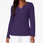 Karen Scott Top Henley de Algodão Feminino - Roxo Tamanho P