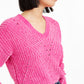 Suéter curto feminino Bar III com decote em V e ilhós, rosa, tamanho pequeno