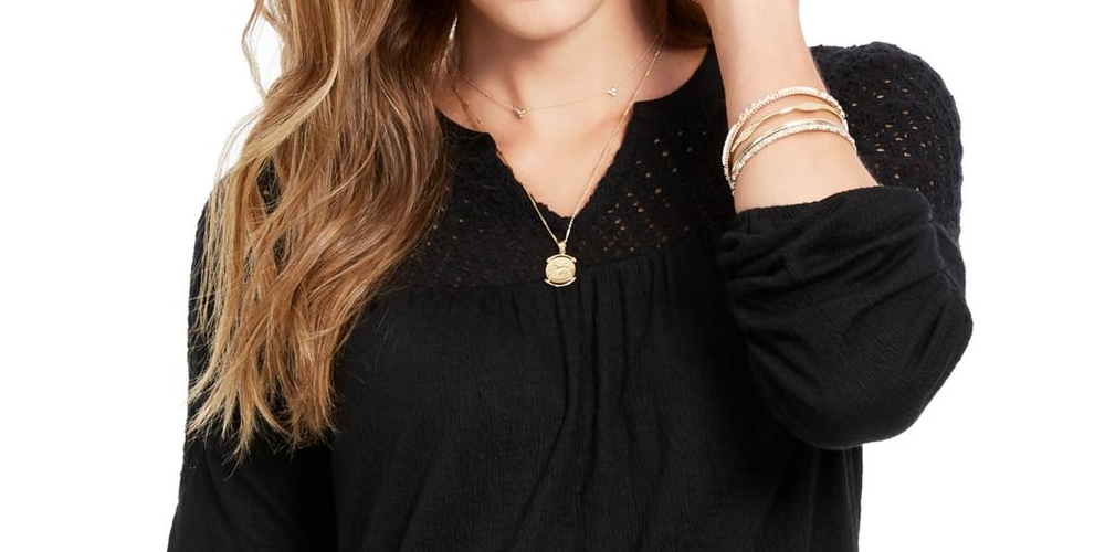 Top de renda feminino Style &amp; Co, preto, tamanho pequeno P