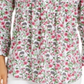 Blusa plissada com estampa floral feminina Charter Club, branca, tamanho pequeno