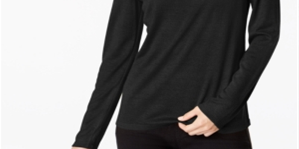 Moletom feminino com renda e fita da INC International Concepts, preto, tamanho pequeno P/M