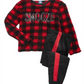 Conjunto de pijama Max &amp; Olivia Big Boy's com 2 peças, blusa de lã sintética Snooze e calças coloridas, vermelho e preto, tamanho P