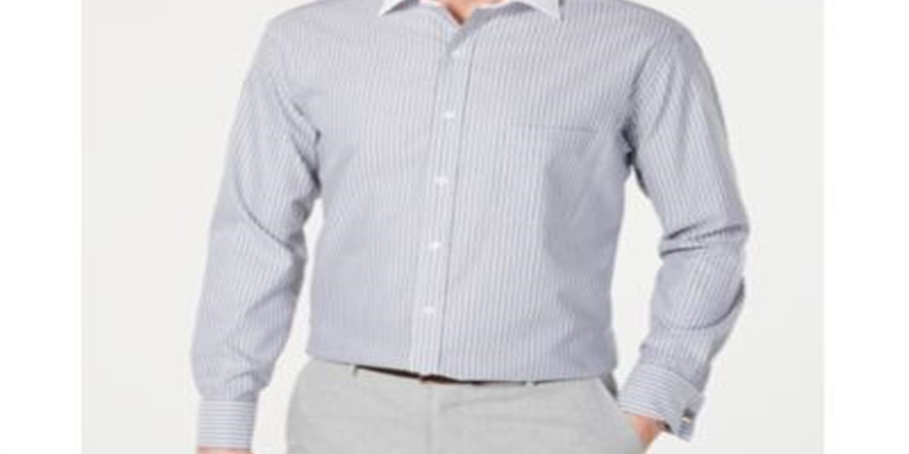 Camisa social masculina Tasso Elba Classic Regular Fit, sem passar a ferro, de algodão Supima, com listras e punho francês, cor vinho, tamanho 18,5 x 34 x 35