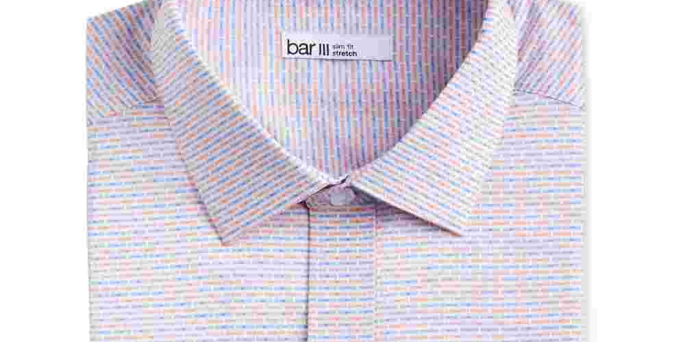 Camisa social masculina Bar III branca com gola geométrica elástica, corte slim, tamanho natural 14,5-32/33