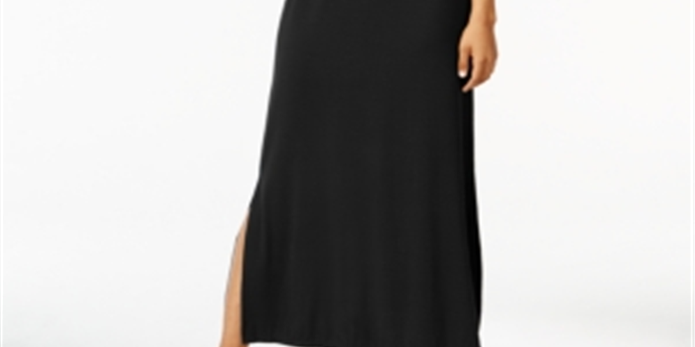 Vestido longo feminino com decote redondo, preto, tamanho PP, da Style &amp; Co