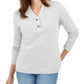 Karen Scott Suéter Feminino Gola V Henley Cinza Tamanho Pequeno X-Grande