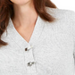 Karen Scott Suéter Feminino Gola V Henley Cinza Tamanho Pequeno X-Grande