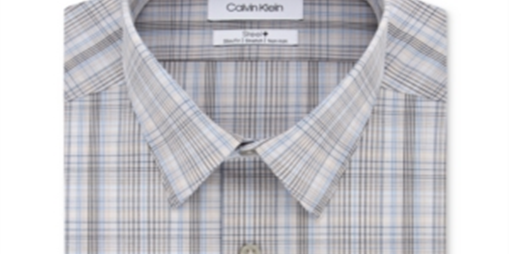 Camisa social masculina Calvin Klein Slim Fit Stretch Performance xadrez marrom tamanho 18x34-35