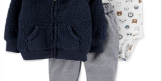 Conjunto de moletom com capuz Carter's Boy's Ears Faux Sherpa com zíper, azul, tamanho 9M