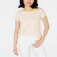 Camiseta feminina Maison Jules com decote redondo e alças finas, amarela, tamanho X-S