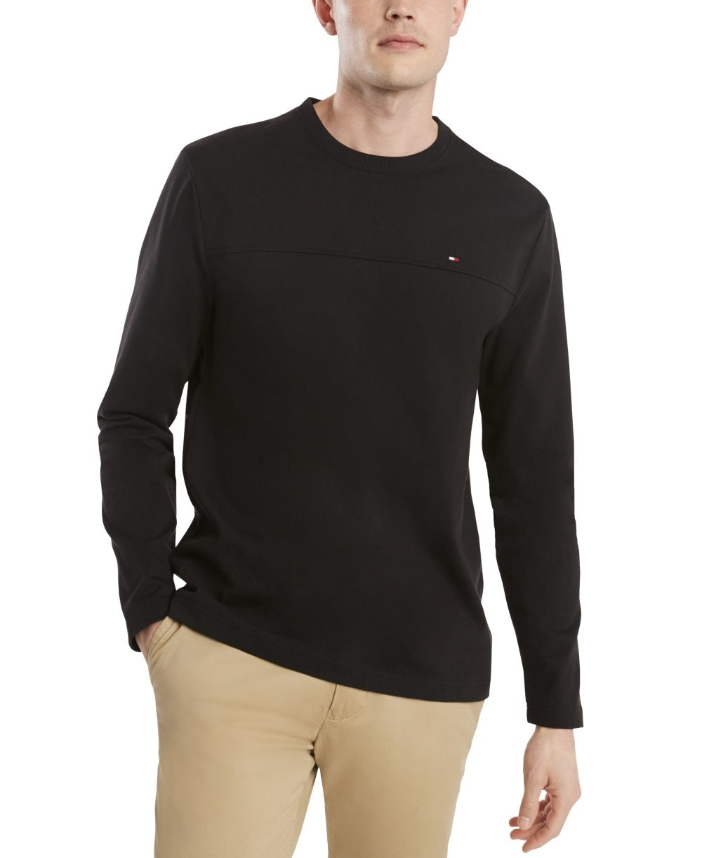 Camiseta masculina Tommy Hilfiger Delancey de manga comprida, preta, tamanho XX-G