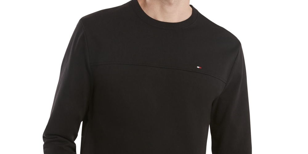 Camiseta masculina Tommy Hilfiger Delancey de manga comprida, preta, tamanho XX-G