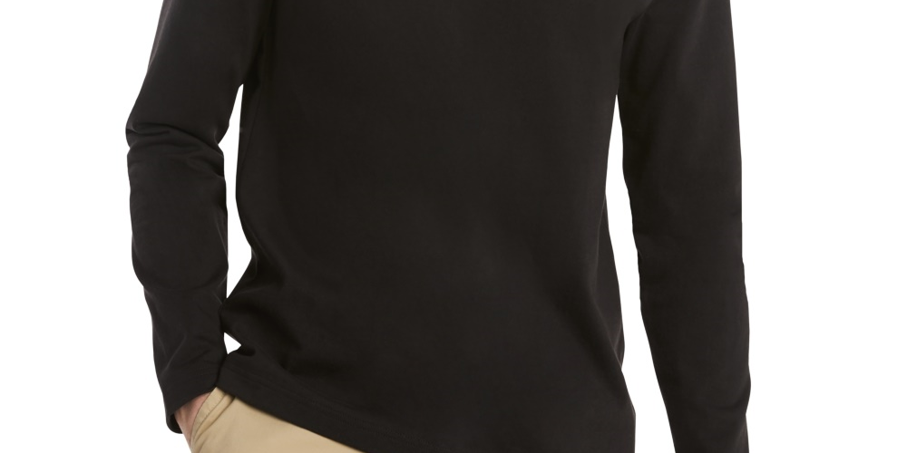 Camiseta masculina Tommy Hilfiger Delancey de manga comprida, preta, tamanho XX-G