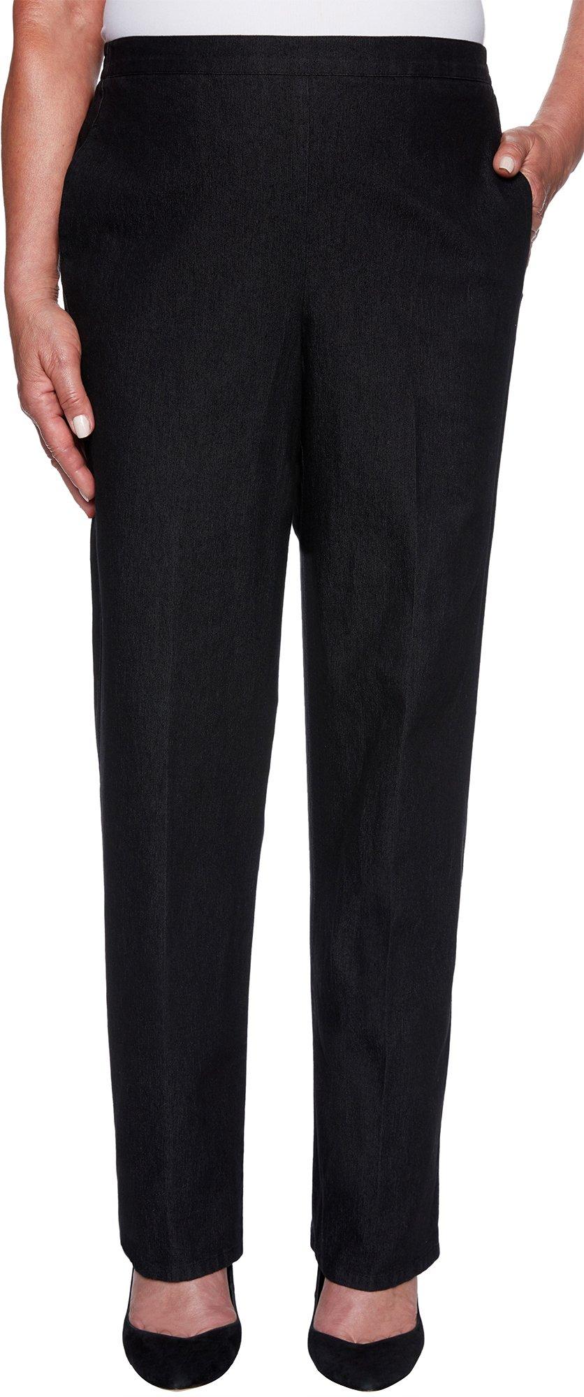Calça feminina Alfred Dunner Well Solid Pull-on preta tamanho 14-P