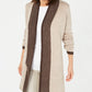 Karen Scott Cardigan Feminino com Acabamento Contrastado e Frente Aberta Marrom Tamanho Médio