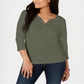 Karen Scott Top Henley de Algodão Feminino Verde Tamanho XX-G